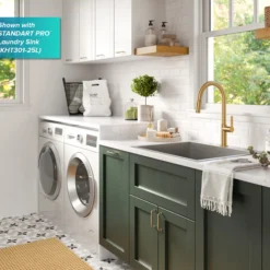 Single Handle Pull Down Kitchen Faucet in Spot-Free Brushed Brass