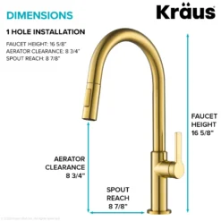 Single Handle Pull Down Kitchen Faucet in Spot-Free Brushed Brass