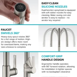 Single Handle Pull Down Kitchen Faucet in Spot-Free Brushed Brass / Matte Black