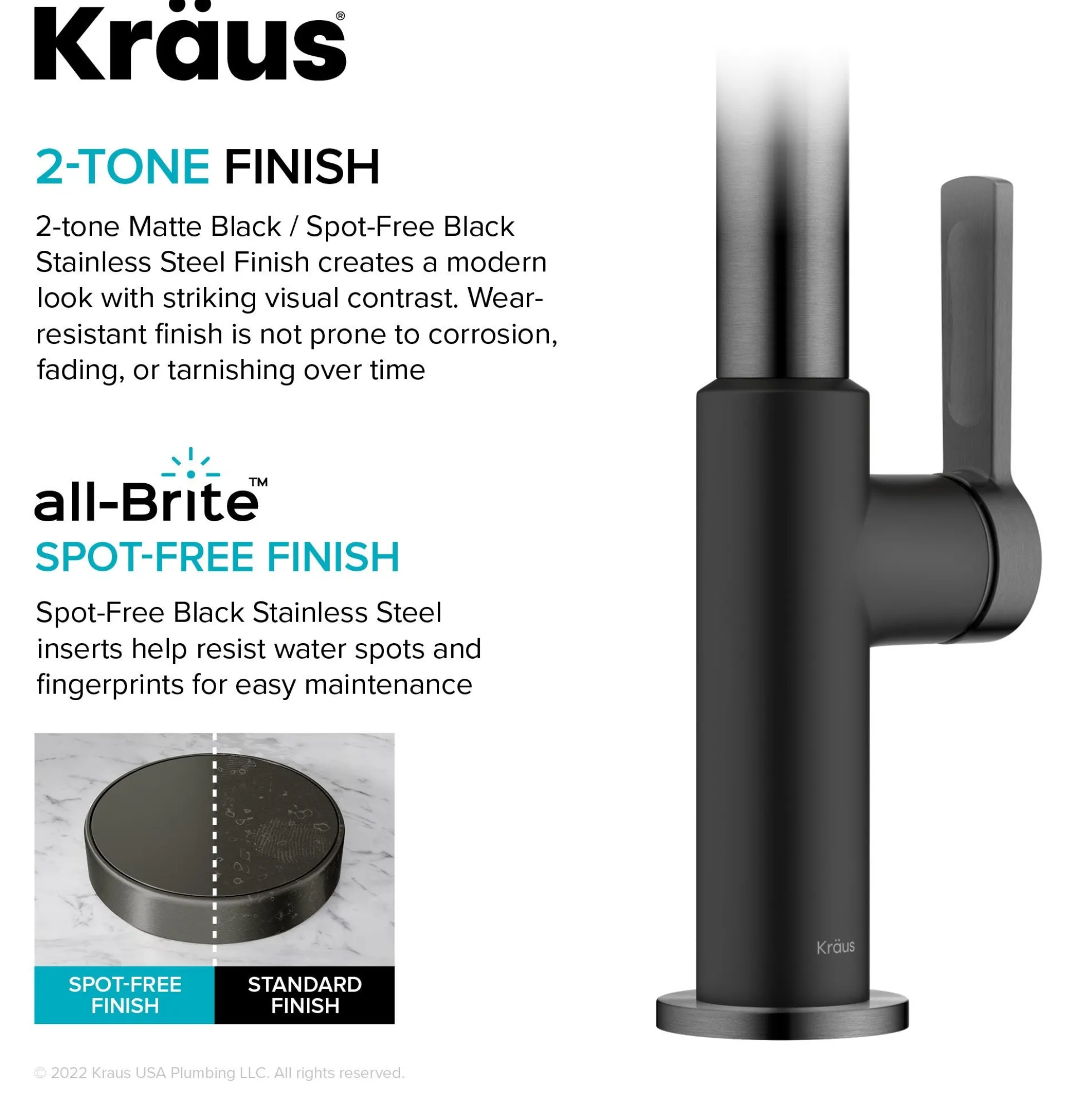 Single Handle Pull Down Kitchen Faucet in Matte Black / Spot Free Black Stainless Steel