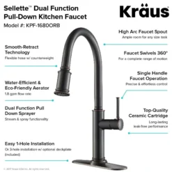 Single Handle Pull-Down Kitchen Faucet in Oil Rubbed Bronze