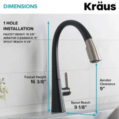 Single Handle Pull-Down Kitchen Faucet in Spot Free Stainless Steel/Matte Black