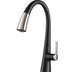 Single Handle Pull-Down Kitchen Faucet in Spot Free Stainless Steel/Matte Black