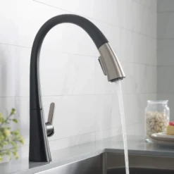 Single Handle Pull-Down Kitchen Faucet in Spot Free Stainless Steel/Matte Black