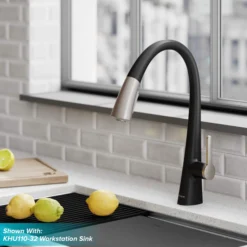Single Handle Pull-Down Kitchen Faucet in Spot Free Stainless Steel/Matte Black