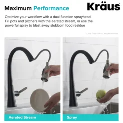 Single Handle Pull-Down Kitchen Faucet in Spot Free Stainless Steel/Matte Black
