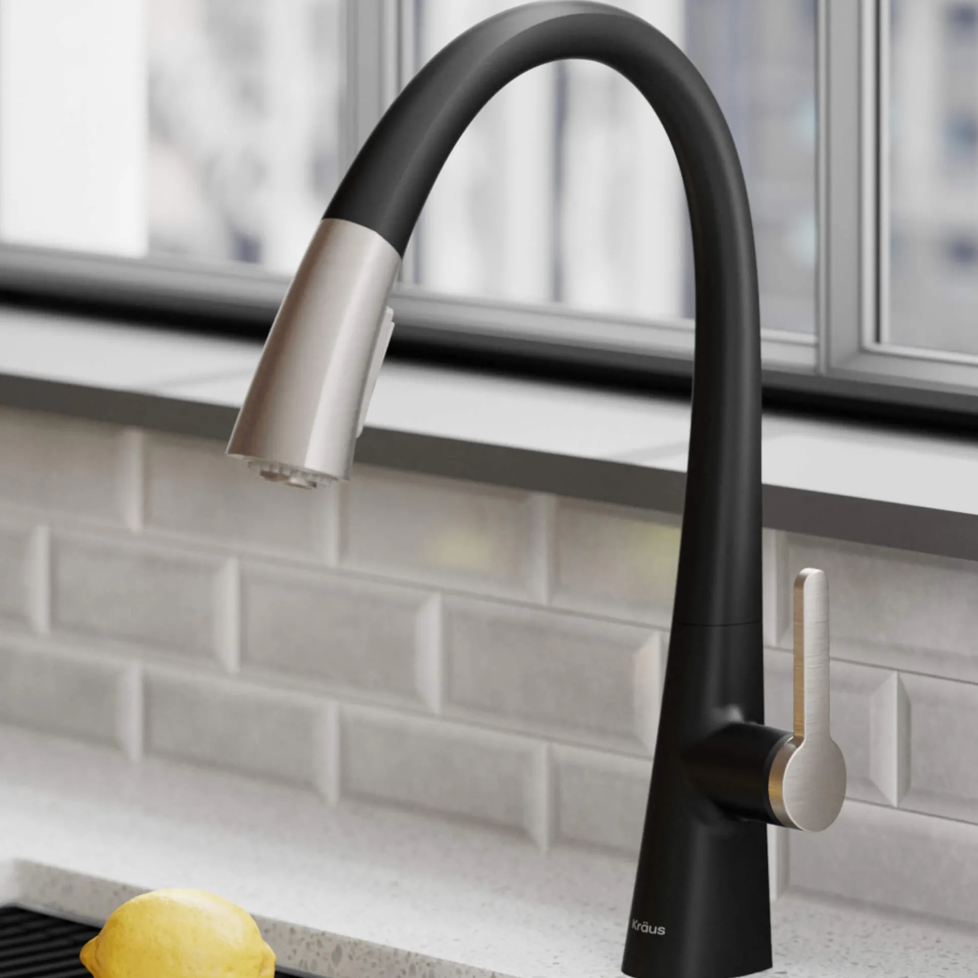 Single Handle Pull-Down Kitchen Faucet in Spot Free Stainless Steel/Matte Black