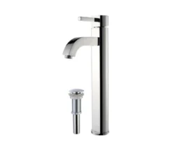 Single Handle Vessel Bathroom Faucet with Pop-Up Drain in Chrome