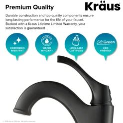 Single Handle Vessel Bathroom Faucet with Pop-Up Drain in Matte Black