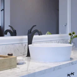Single Handle Vessel Bathroom Faucet with Pop-Up Drain in Matte Black