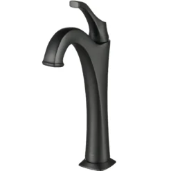 Single Handle Vessel Bathroom Faucet with Pop-Up Drain in Matte Black
