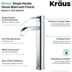 Single Handle Vessel Bathroom Faucet in Chrome
