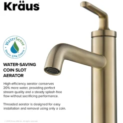 Single Handle Vessel Bathroom Faucet with Pop-Up Drain in Brushed Gold