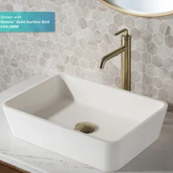 Single Handle Vessel Bathroom Faucet with Pop-Up Drain in Brushed Gold