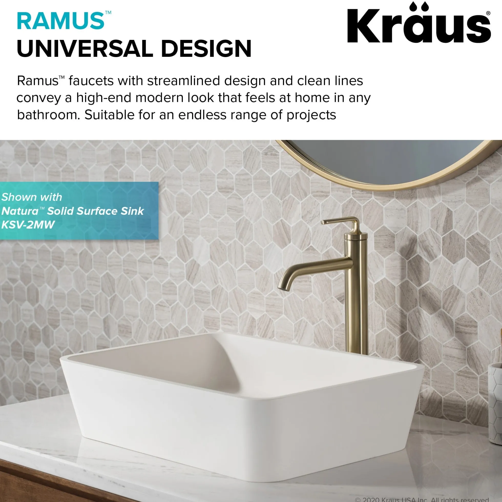 Single Handle Vessel Bathroom Faucet with Pop-Up Drain in Brushed Gold