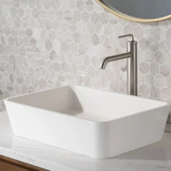 Single Handle Vessel Bathroom Faucet with Pop-Up Drain in Spot Free Stainless Steel