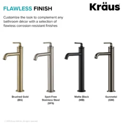 Single Handle Vessel Bathroom Faucet with Pop-Up Drain in Spot Free Stainless Steel