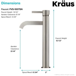 Single Handle Vessel Bathroom Faucet in Satin Nickel