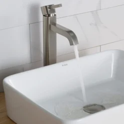 Single Handle Vessel Bathroom Faucet in Satin Nickel