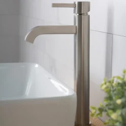 Single Handle Vessel Bathroom Faucet in Satin Nickel