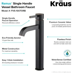 Single Handle Vessel Bathroom Faucet in Oil Rubbed Bronze