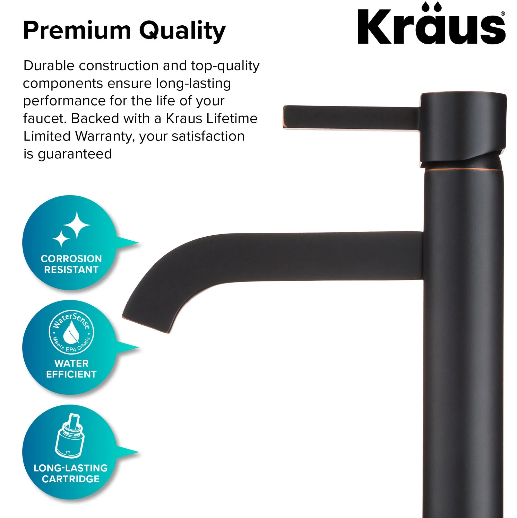 Single Handle Vessel Bathroom Faucet in Oil Rubbed Bronze