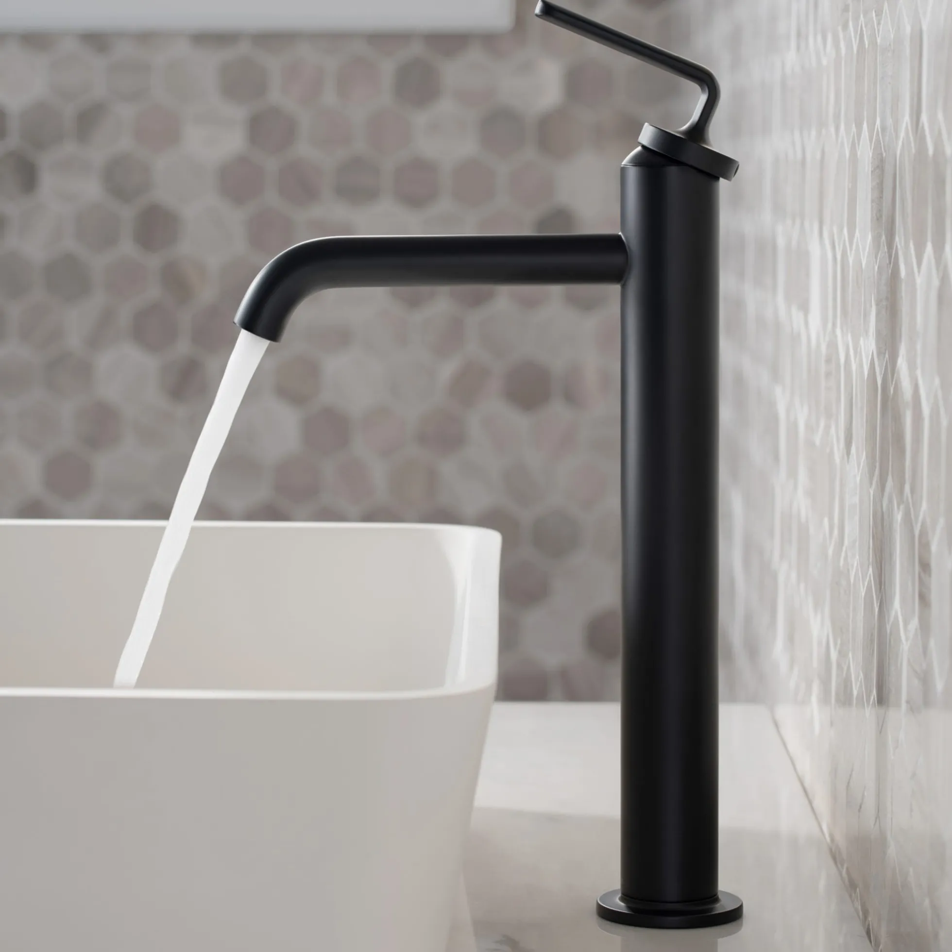 Single Handle Vessel Bathroom Faucet with Pop-Up Drain in Matte Black (2-Pack)