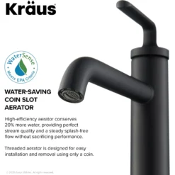Single Handle Vessel Bathroom Faucet with Pop-Up Drain in Matte Black (2-Pack)