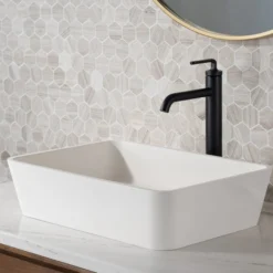 Single Handle Vessel Bathroom Faucet with Pop-Up Drain in Matte Black (2-Pack)