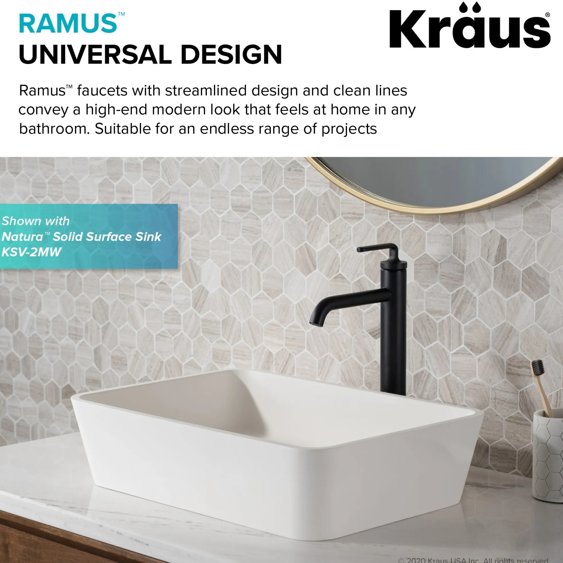 Single Handle Vessel Bathroom Faucet with Pop-Up Drain in Matte Black (2-Pack)