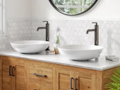 Single Handle Vessel Bathroom Faucet with Pop-Up Drain in Matte Black (2-Pack)