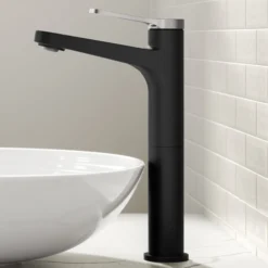 Single Handle Vessel Bathroom Faucet in Spot-Free Brushed Nickel / Matte Black with Pop Up Drain and Supply Lines