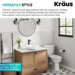 Single Handle Vessel Bathroom Faucet in Spot-Free Brushed Nickel / Matte Black with Pop Up Drain and Supply Lines