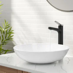 Single Handle Vessel Bathroom Faucet in Spot-Free Brushed Nickel / Matte Black with Pop Up Drain and Supply Lines