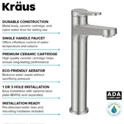 Single Handle Vessel Bathroom Faucet in Spot-Free Brushed Nickel with Pop Up Drain and Supply Lines