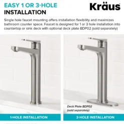 Single Handle Vessel Bathroom Faucet in Spot-Free Brushed Nickel with Pop Up Drain and Supply Lines