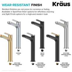 Single Handle Vessel Bathroom Faucet in Spot-Free Brushed Brass / Matte Black with Pop Up Drain and Supply Lines