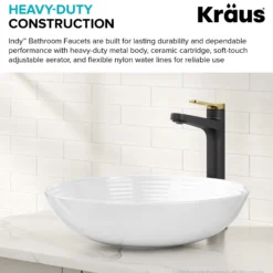 Single Handle Vessel Bathroom Faucet in Spot-Free Brushed Brass / Matte Black with Pop Up Drain and Supply Lines