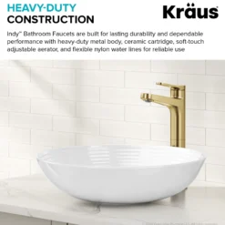 Single Handle Vessel Bathroom Faucet in Spot-Free Brushed Brass with Pop Up Drain and Supply Lines