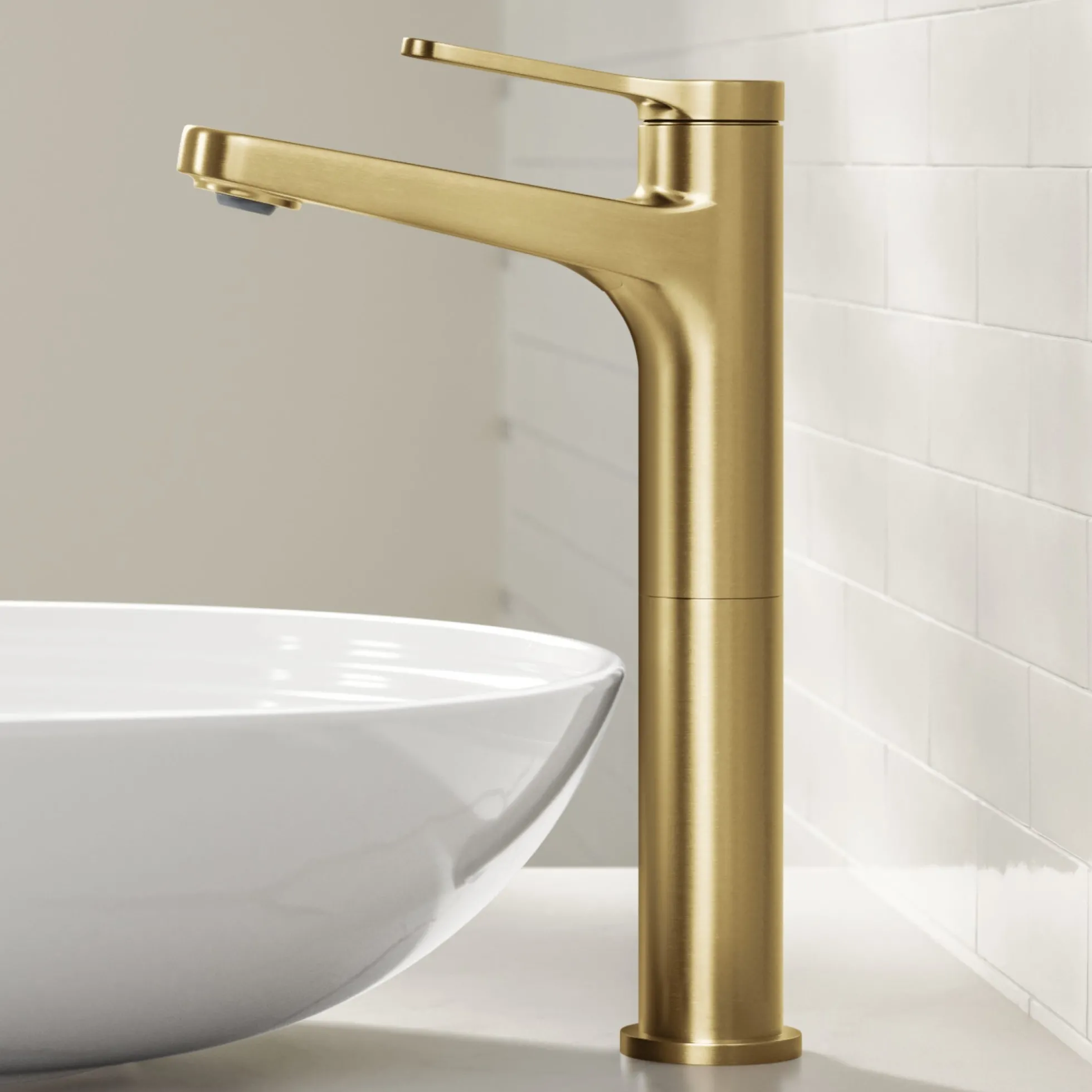 Single Handle Vessel Bathroom Faucet in Spot-Free Brushed Brass with Pop Up Drain and Supply Lines