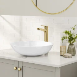 Single Handle Vessel Bathroom Faucet in Spot-Free Brushed Brass with Pop Up Drain and Supply Lines