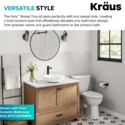 Single Handle Vessel Bathroom Faucet in Matte Black with Pop Up Drain and Supply Lines