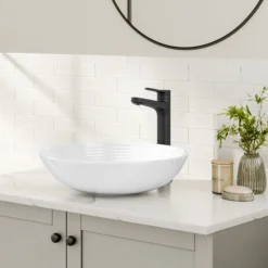Single Handle Vessel Bathroom Faucet in Matte Black with Pop Up Drain and Supply Lines