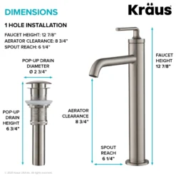 Single Handle Vessel Bathroom Faucet with Pop-Up Drain in Spot Free Stainless Steel (2-Pack)