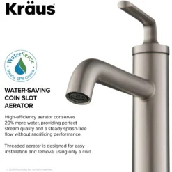 Single Handle Vessel Bathroom Faucet with Pop-Up Drain in Spot Free Stainless Steel (2-Pack)