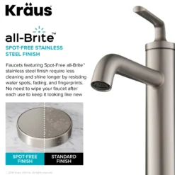 Single Handle Vessel Bathroom Faucet with Pop-Up Drain in Spot Free Stainless Steel (2-Pack)