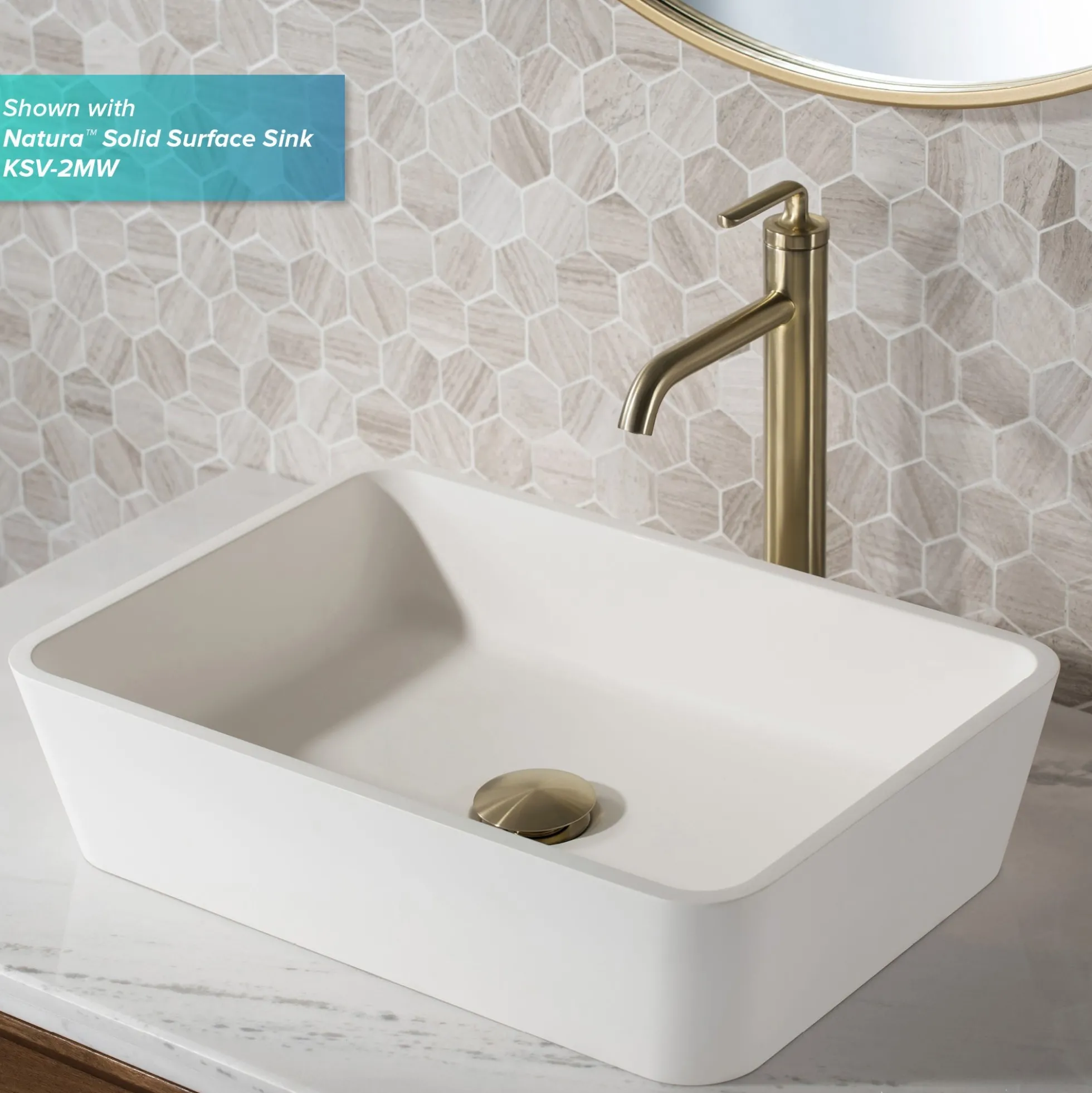 Single Handle Vessel Bathroom Faucet with Pop-Up Drain in Brushed Gold (2-Pack)