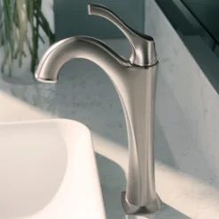 Single Handle Vessel Bathroom Faucet with Pop-Up Drain in Spot Free Stainless Steel (2-Pack)