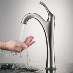 Single Handle Vessel Bathroom Faucet with Pop-Up Drain in Spot Free Stainless Steel (2-Pack)