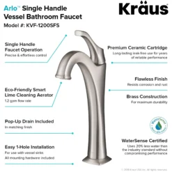 Single Handle Vessel Bathroom Faucet with Pop-Up Drain in Spot Free Stainless Steel (2-Pack)